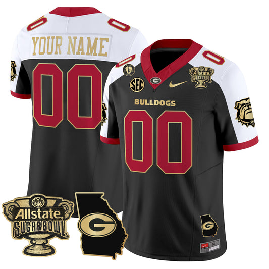 Georgia Bulldogs 2025 Sugar Bowl & Georgia Map Patch Vapor Limited Custom Jersey - All Stitched