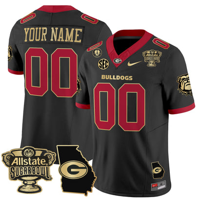 Georgia Bulldogs 2025 Sugar Bowl & Georgia Map Patch Vapor Limited Custom Jersey - All Stitched