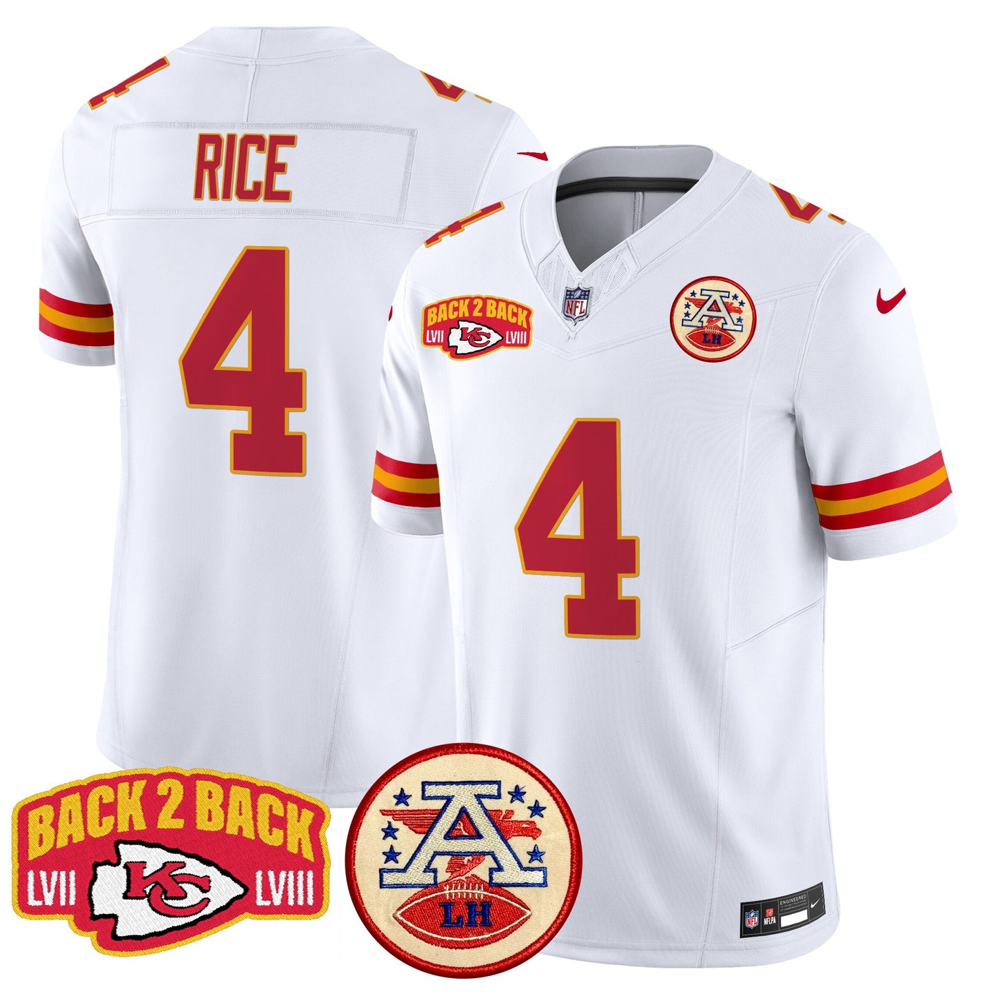 Chiefs Super Back 2 Back Patch Vapor Limited Jersey - All Stitched