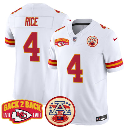 Chiefs Super Back 2 Back Patch Vapor Limited Jersey - All Stitched