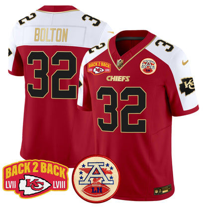 Chiefs Super Back 2 Back Patch Vapor Limited Jersey - All Stitched