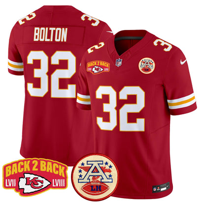 Chiefs Super Back 2 Back Patch Vapor Limited Jersey - All Stitched