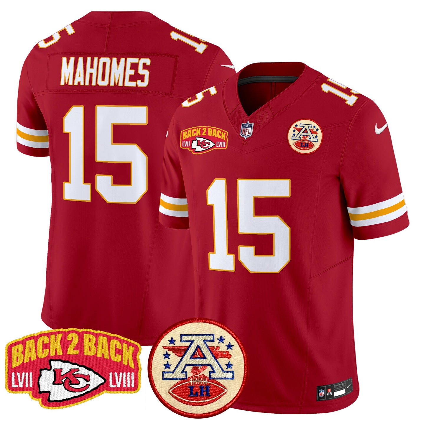 Chiefs Super Back 2 Back Patch Vapor Limited Jersey - All Stitched