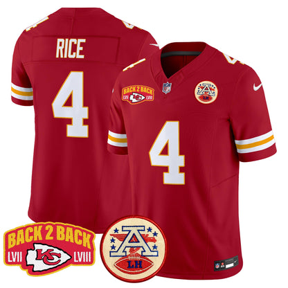 Chiefs Super Back 2 Back Patch Vapor Limited Jersey - All Stitched