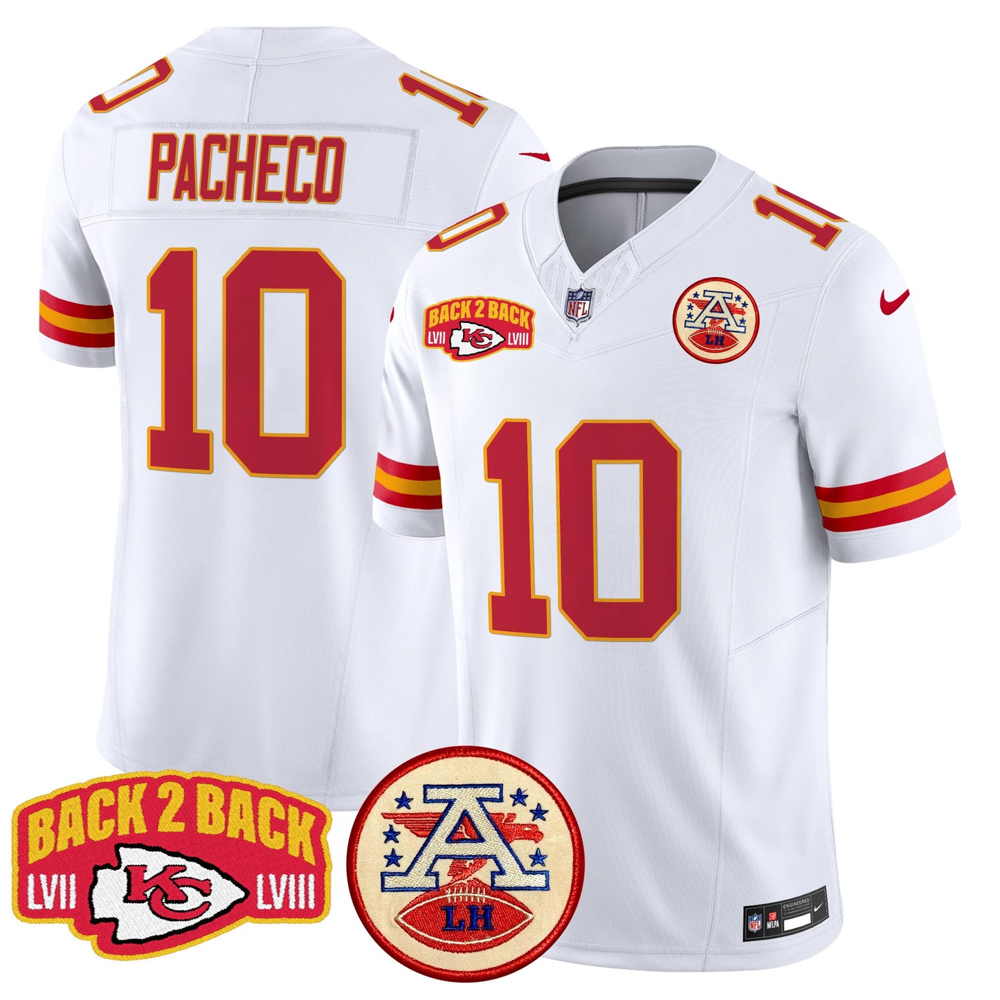 Chiefs Super Back 2 Back Patch Vapor Limited Jersey - All Stitched