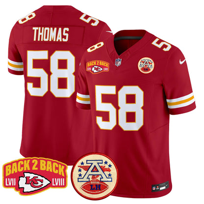 Chiefs Super Back 2 Back Patch Vapor Limited Jersey - All Stitched