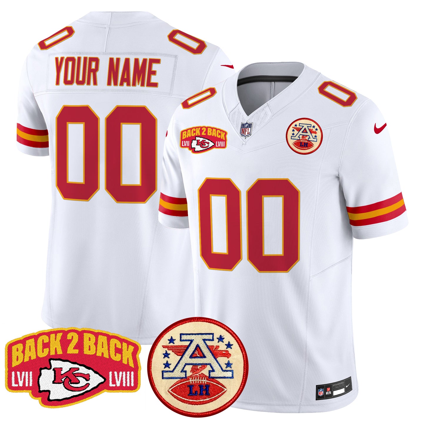 Chiefs Super Back 2 Back Patch Vapor Limited Custom Jersey - All Stitched