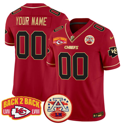 Chiefs Super Back 2 Back Patch Vapor Limited Custom Jersey - All Stitched