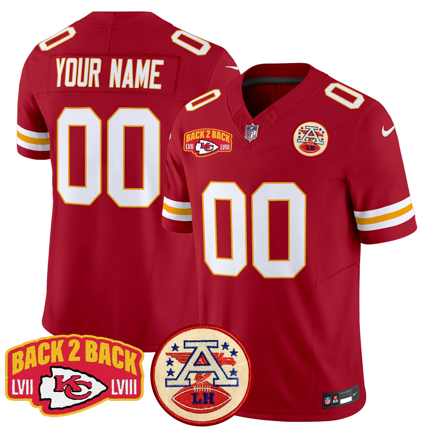 Chiefs Super Back 2 Back Patch Vapor Limited Custom Jersey - All Stitched