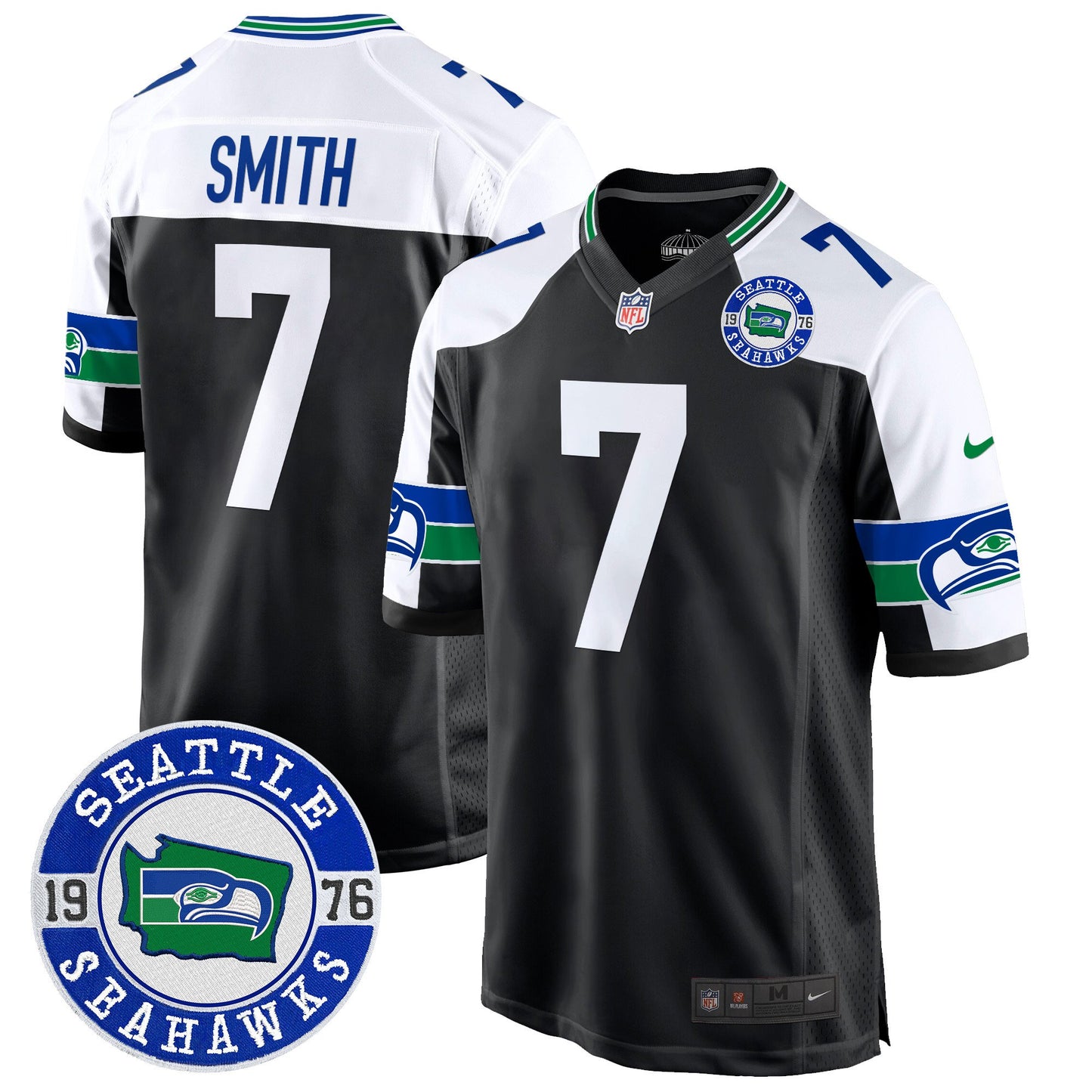 Seahawks Throwback Est. 1976 Patch Game Jersey - All Stitched