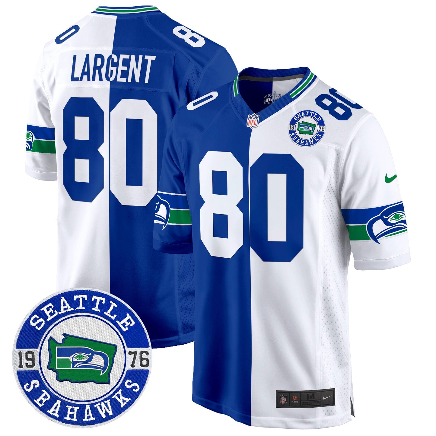 Seahawks Throwback Est. 1976 Patch Game Jersey - All Stitched