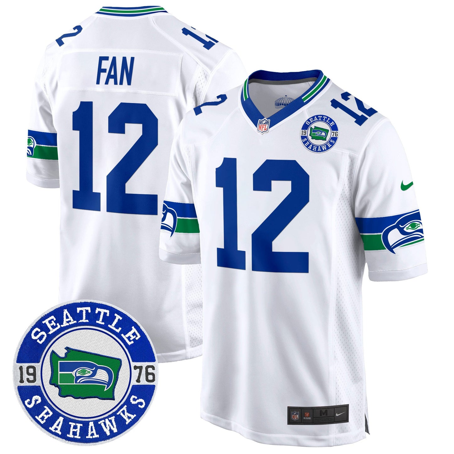 Seahawks Throwback Est. 1976 Patch Game Jersey - All Stitched