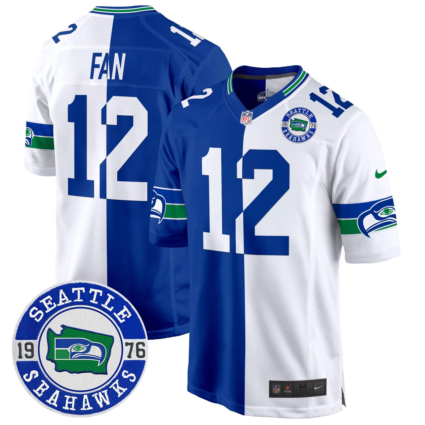 Seahawks Throwback Est. 1976 Patch Game Jersey - All Stitched