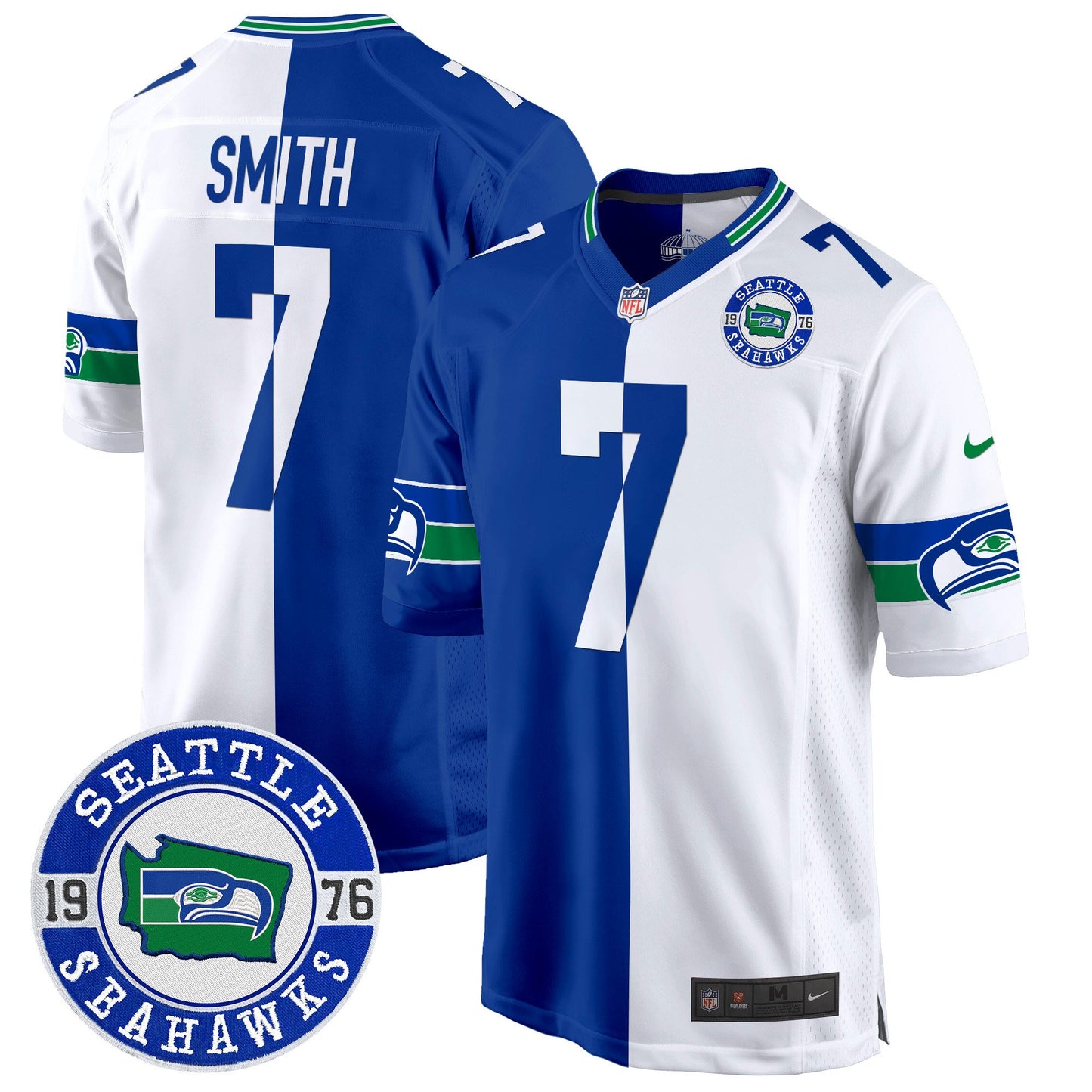 Seahawks Throwback Est. 1976 Patch Game Jersey - All Stitched