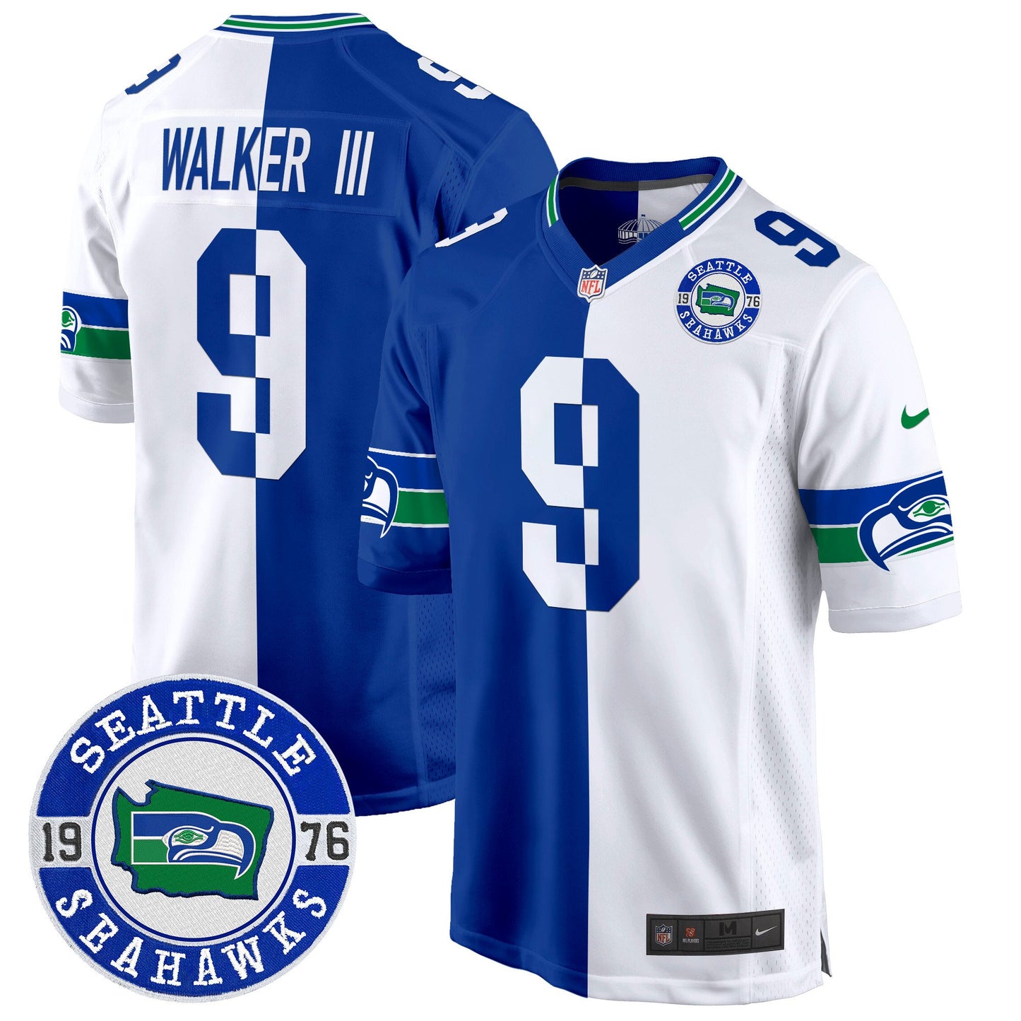 Seahawks Throwback Est. 1976 Patch Game Jersey - All Stitched