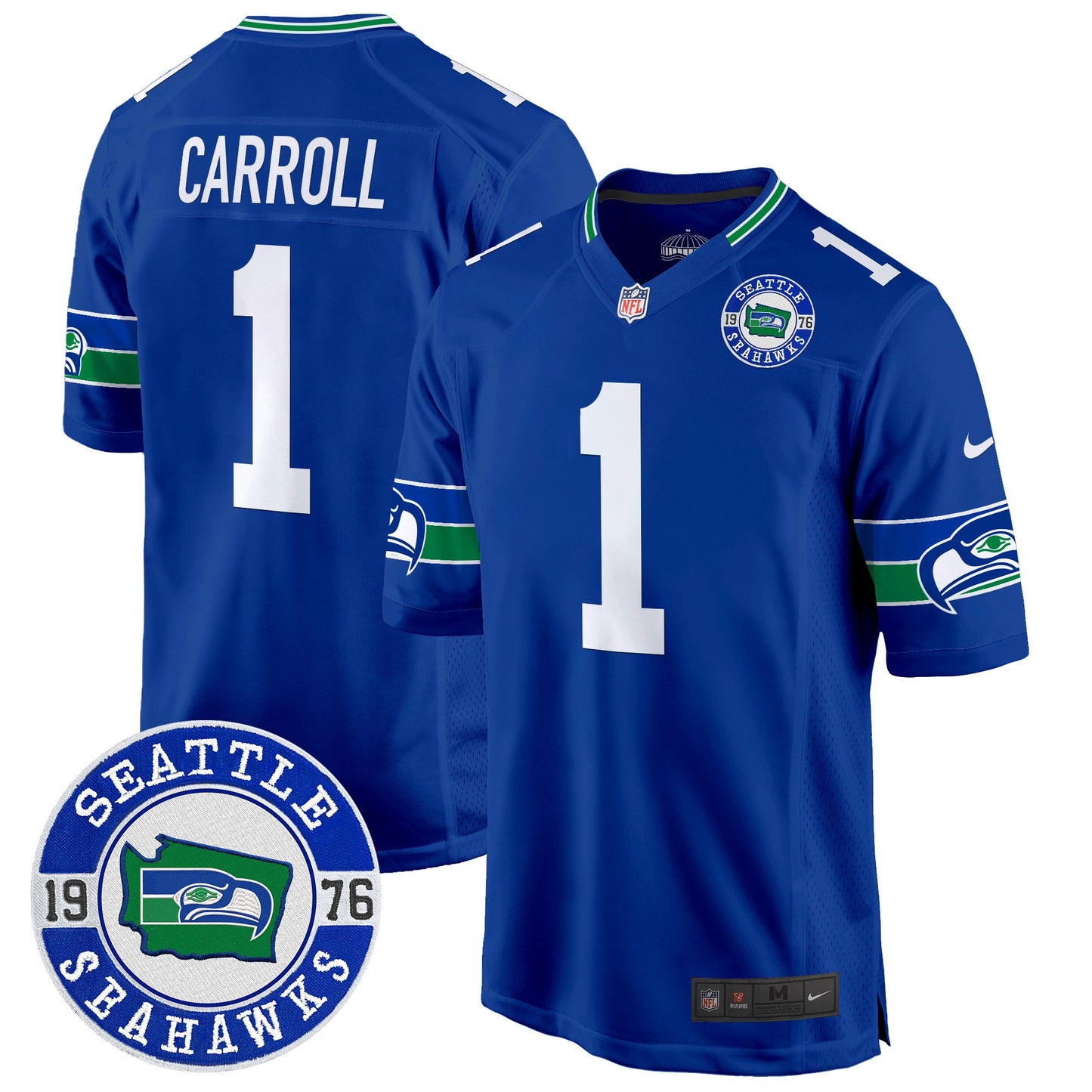 Seahawks Throwback Est. 1976 Patch Game Jersey - All Stitched