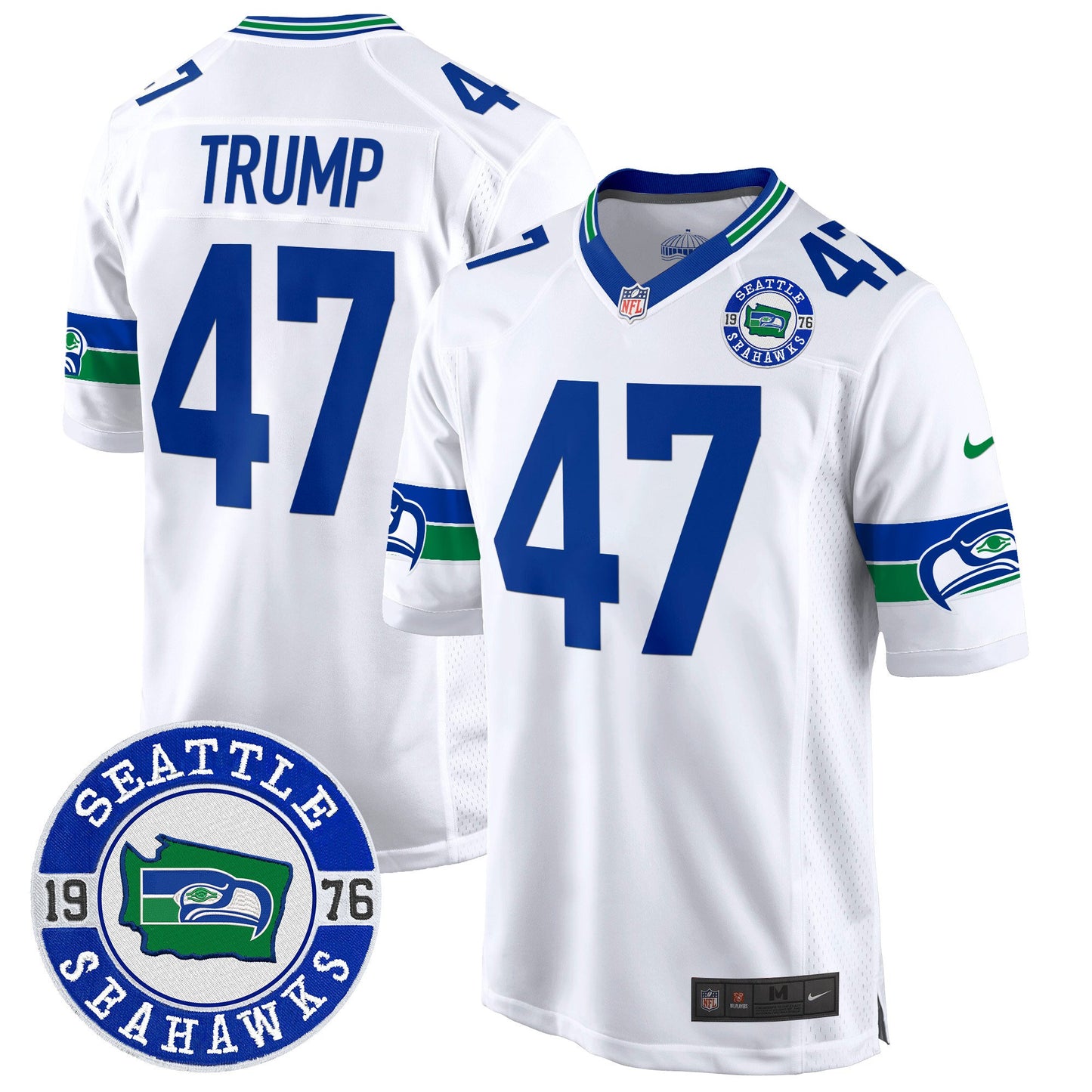 Seahawks Throwback Est. 1976 Patch Game Jersey - All Stitched