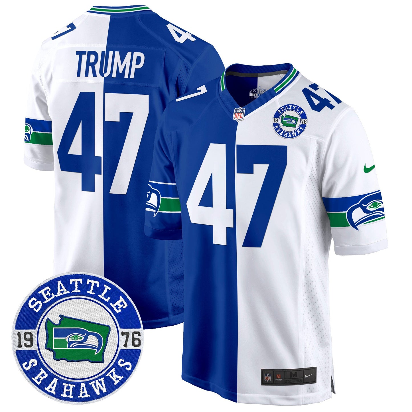 Seahawks Throwback Est. 1976 Patch Game Jersey - All Stitched