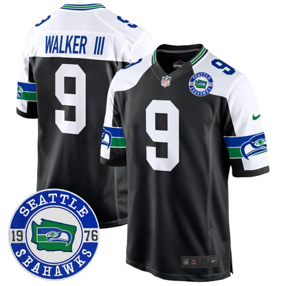 Seahawks Throwback Est. 1976 Patch Game Jersey - All Stitched