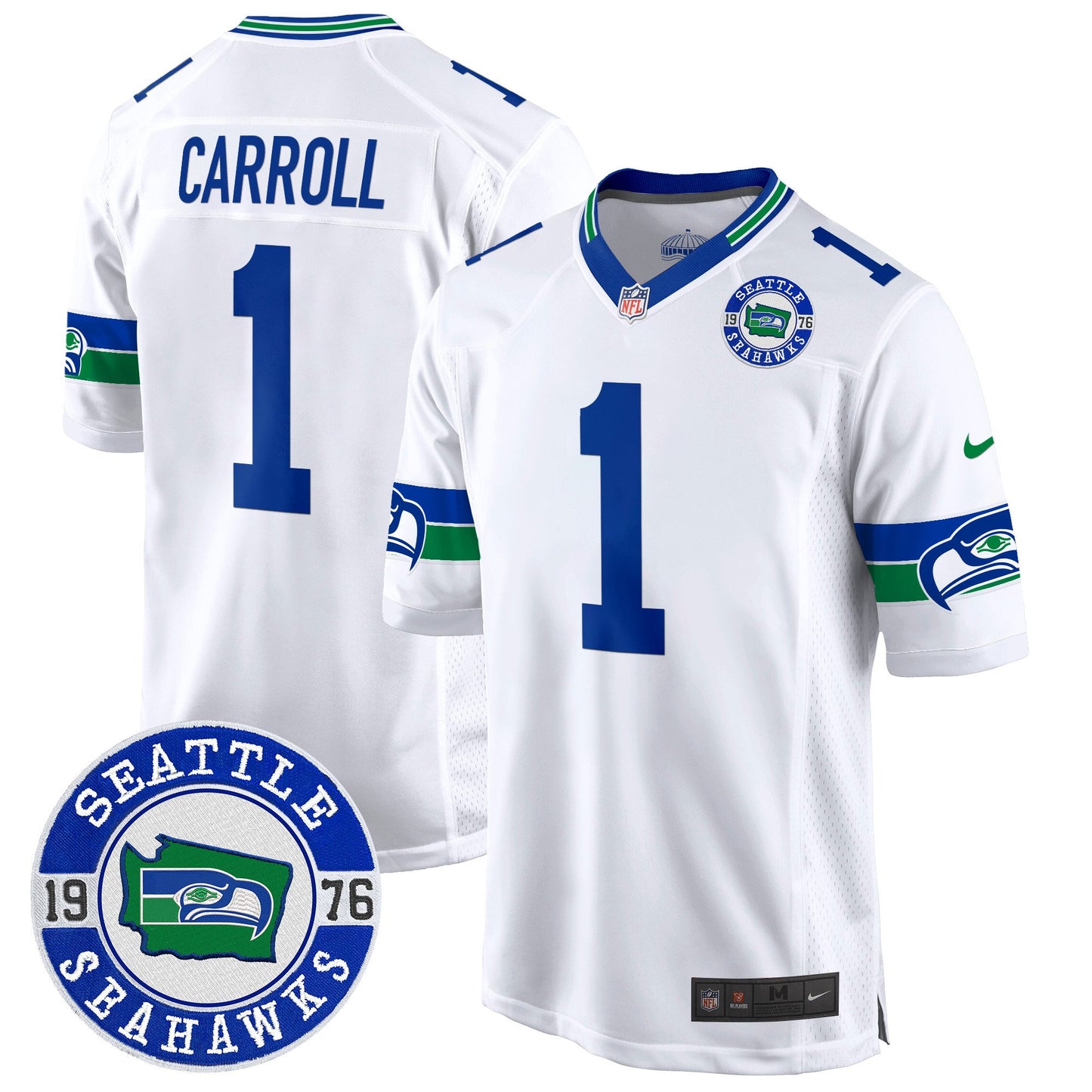 Seahawks Throwback Est. 1976 Patch Game Jersey - All Stitched