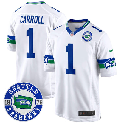 Seahawks Throwback Est. 1976 Patch Game Jersey - All Stitched