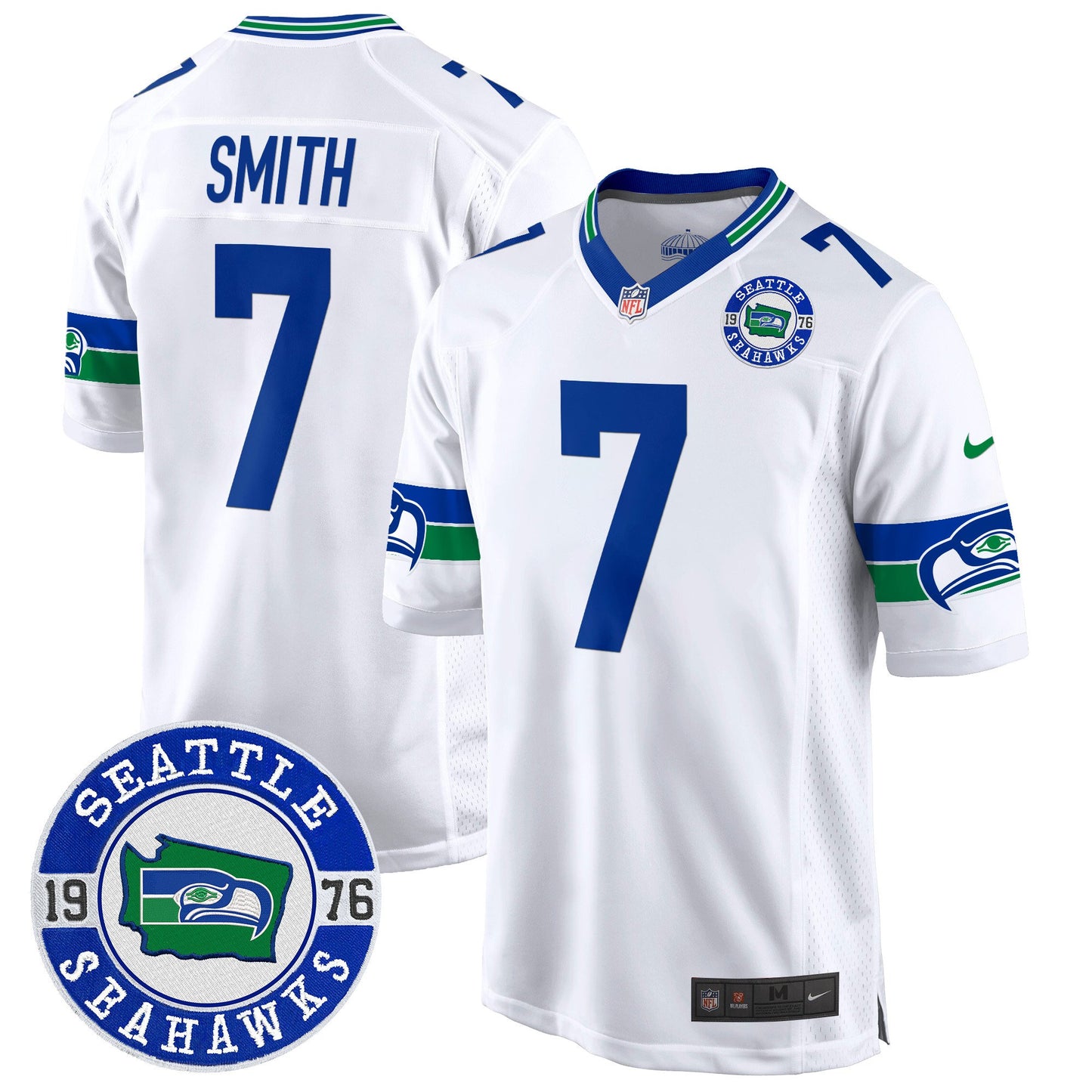 Seahawks Throwback Est. 1976 Patch Game Jersey - All Stitched