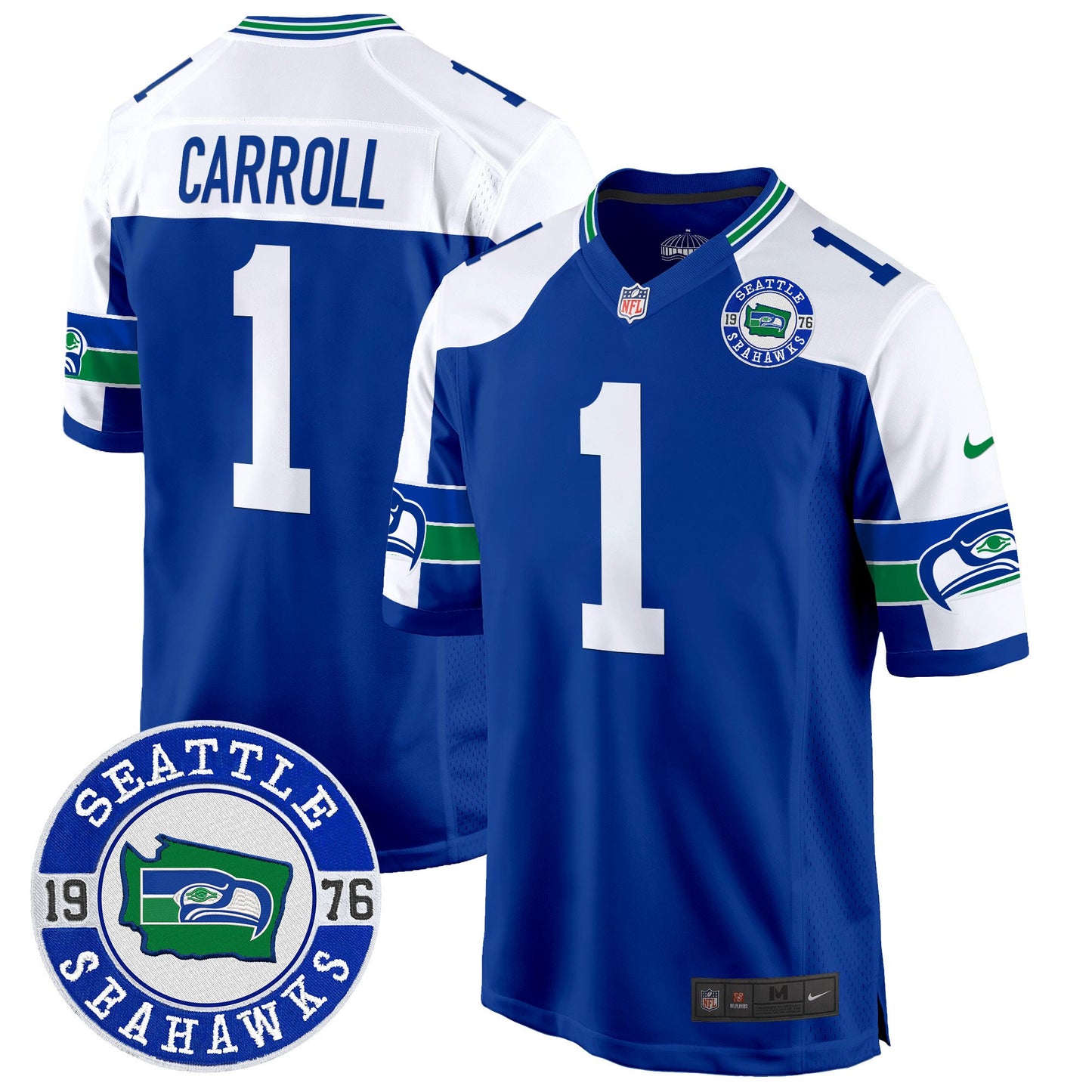 Seahawks Throwback Est. 1976 Patch Game Jersey - All Stitched