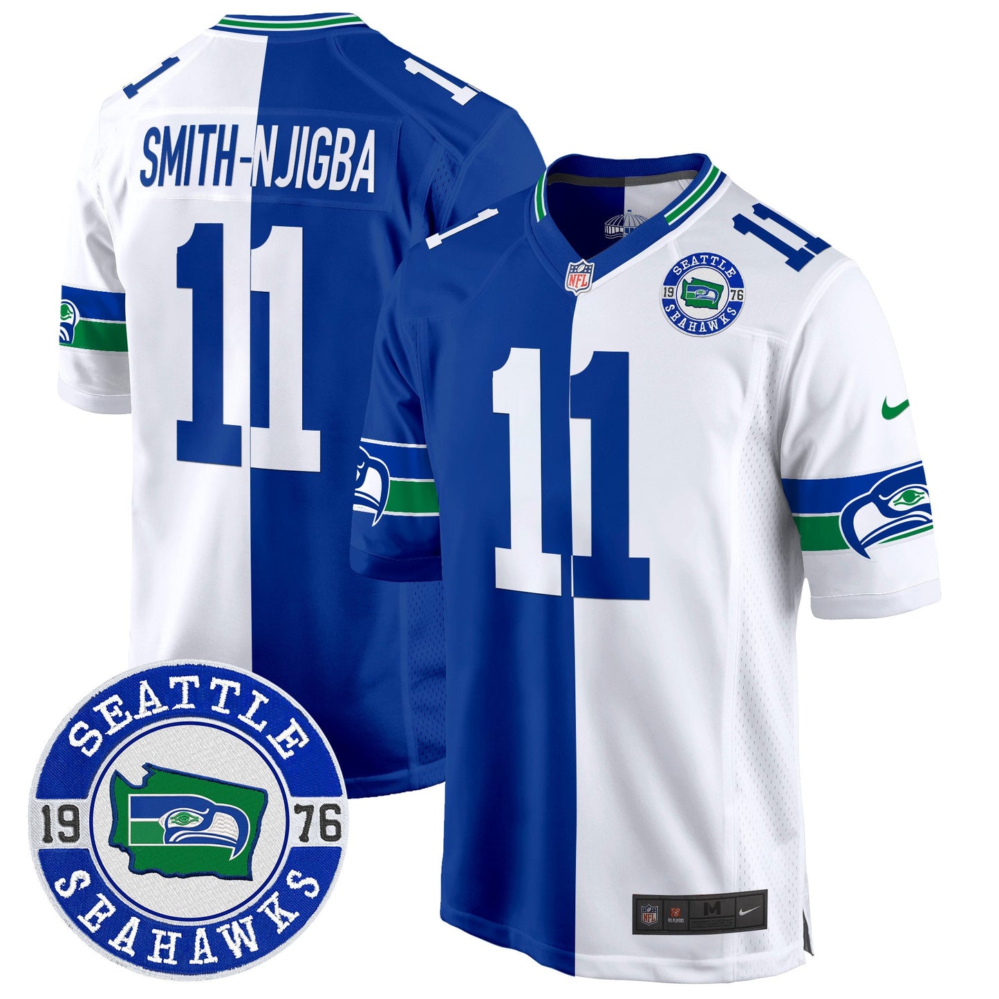 Seahawks Throwback Est. 1976 Patch Game Jersey - All Stitched