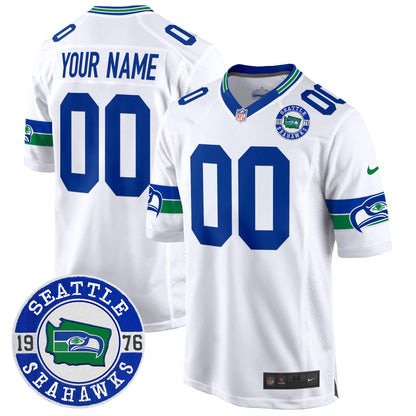 Seahawks Throwback Est. 1976 Patch Game Custom Jersey - All Stitched