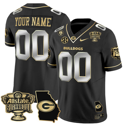 Georgia Bulldogs 2025 Sugar Bowl & Georgia Map Patch Vapor Limited Custom Jersey - All Stitched