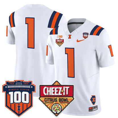 Illinois Fighting Illini 2025 Cheez-It Citrus Bowl Patch Vapor Limited Jersey - All Stitched