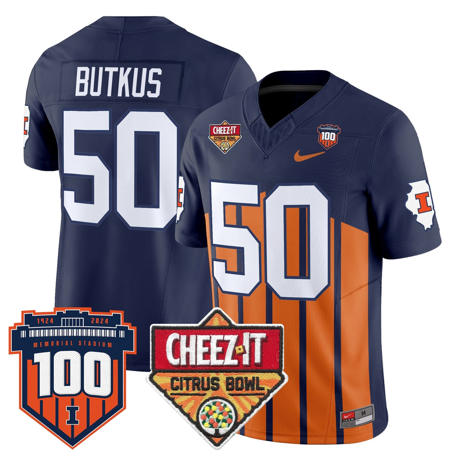 Illinois Fighting Illini 2025 Cheez-It Citrus Bowl Patch Vapor Limited Jersey - All Stitched