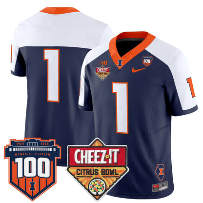 Illinois Fighting Illini 2025 Cheez-It Citrus Bowl Patch Vapor Limited Jersey - All Stitched