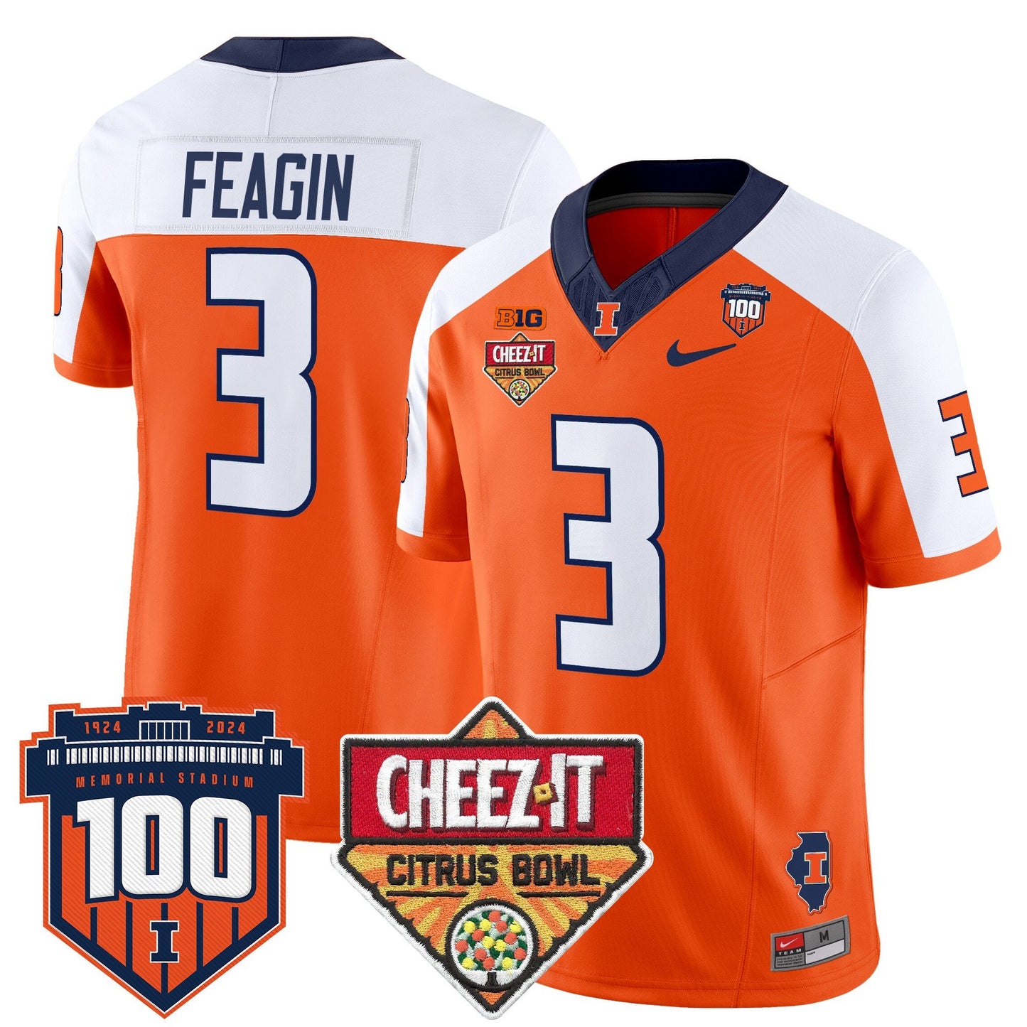 Illinois Fighting Illini 2025 Cheez-It Citrus Bowl Patch Vapor Limited Jersey - All Stitched