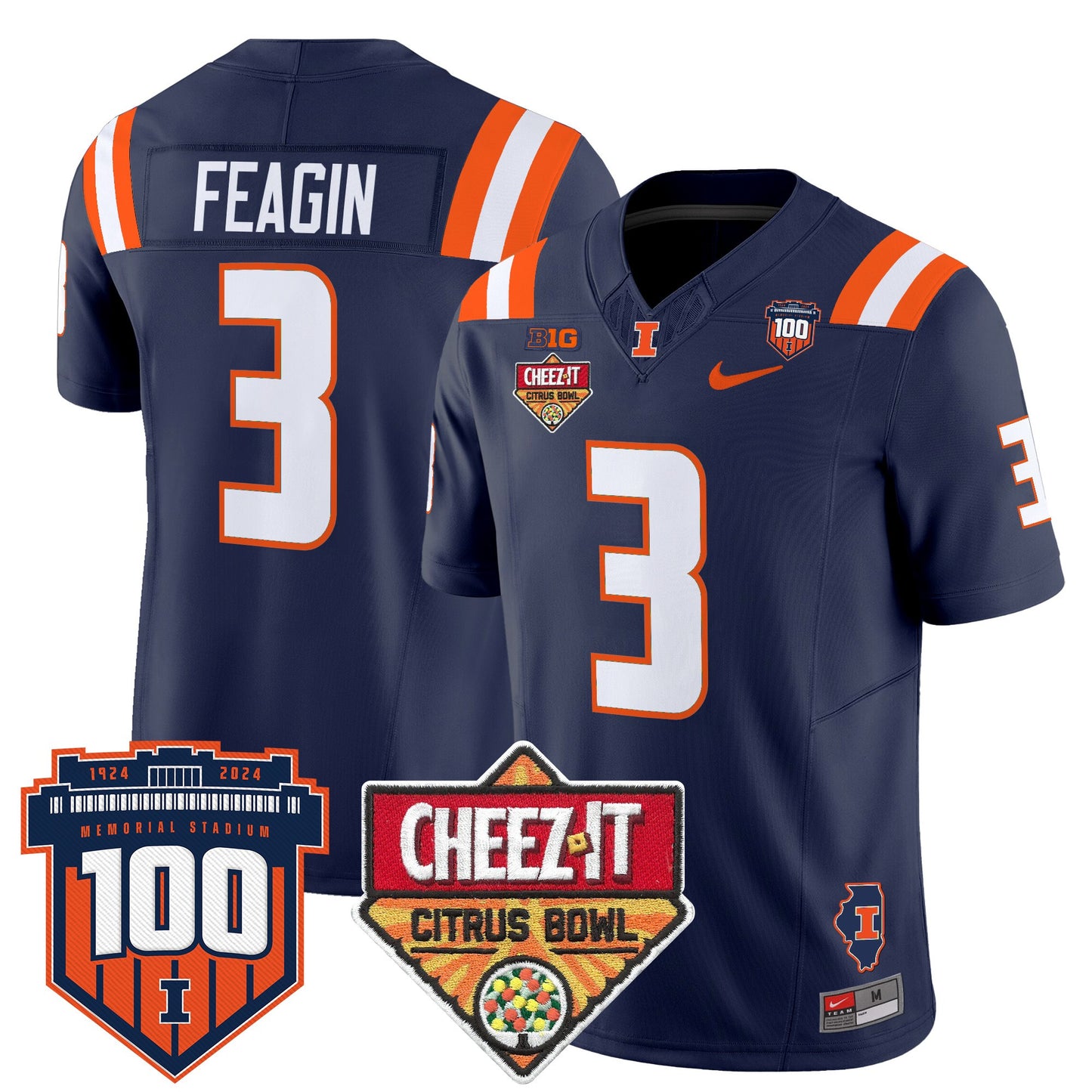 Illinois Fighting Illini 2025 Cheez-It Citrus Bowl Patch Vapor Limited Jersey - All Stitched