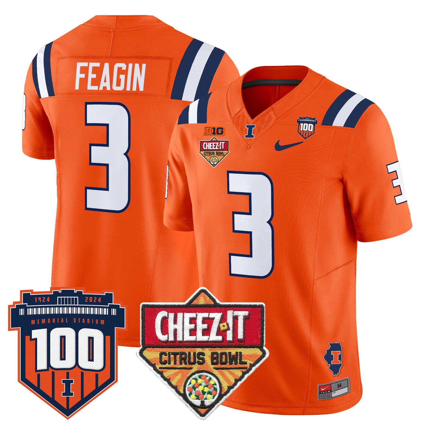 Illinois Fighting Illini 2025 Cheez-It Citrus Bowl Patch Vapor Limited Jersey - All Stitched