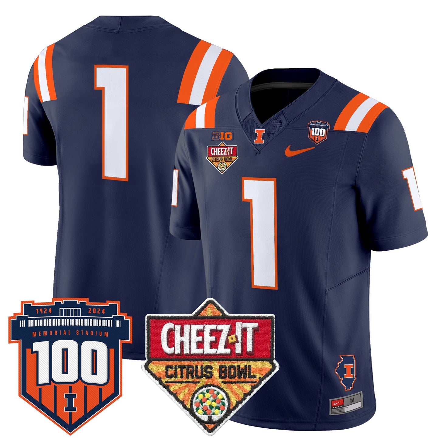 Illinois Fighting Illini 2025 Cheez-It Citrus Bowl Patch Vapor Limited Jersey - All Stitched