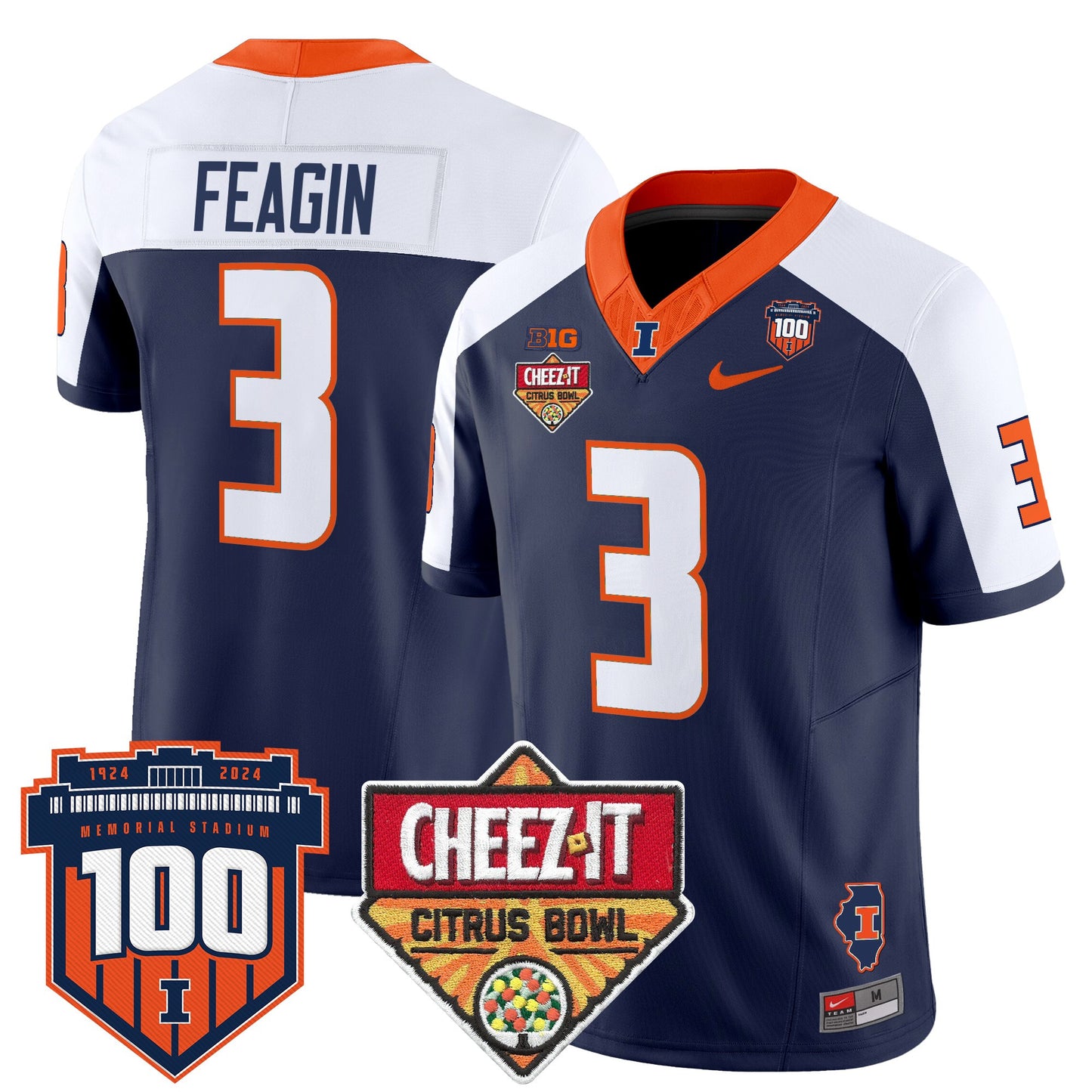 Illinois Fighting Illini 2025 Cheez-It Citrus Bowl Patch Vapor Limited Jersey - All Stitched