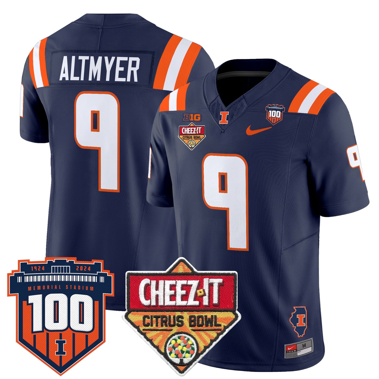 Illinois Fighting Illini 2025 Cheez-It Citrus Bowl Patch Vapor Limited Jersey - All Stitched