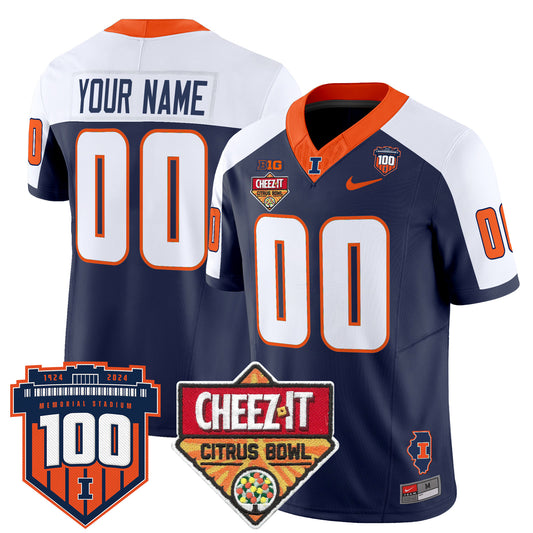 Illinois Fighting Illini 2025 Cheez-It Citrus Bowl Patch Vapor Limited Custom Jersey - All Stitched