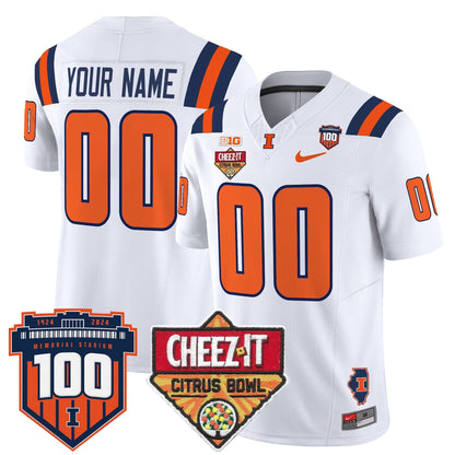 Illinois Fighting Illini 2025 Cheez-It Citrus Bowl Patch Vapor Limited Custom Jersey - All Stitched