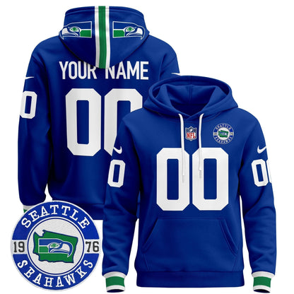 Seahawks Throwback Est. 1976 Patch Custom Pullover Hoodie