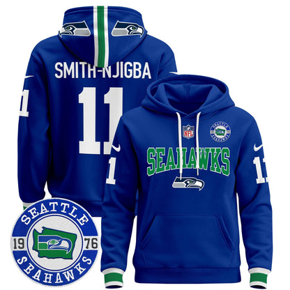 Seahawks Throwback Est. 1976 Patch Pullover Hoodie V2 - All Stitched