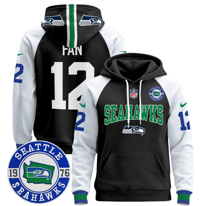 Seahawks Throwback Est. 1976 Patch Pullover Hoodie V2 - All Stitched