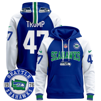 Seahawks Throwback Est. 1976 Patch Pullover Hoodie V2 - All Stitched