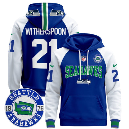 Seahawks Throwback Est. 1976 Patch Pullover Hoodie V2 - All Stitched