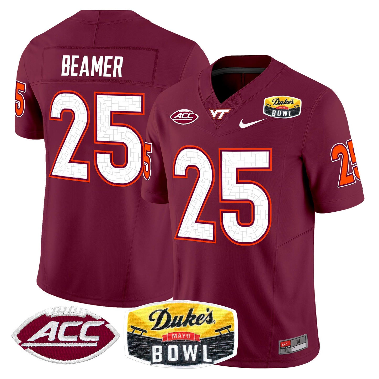 Virginia Tech Hokies 2025 Duke's Mayo Bowl Patch Vapor Limited Jersey - All Stitched