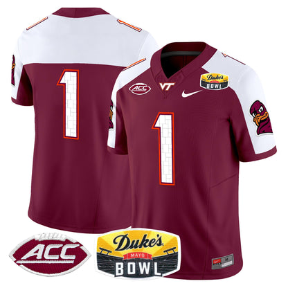 Virginia Tech Hokies 2025 Duke's Mayo Bowl Patch Vapor Limited Jersey - All Stitched