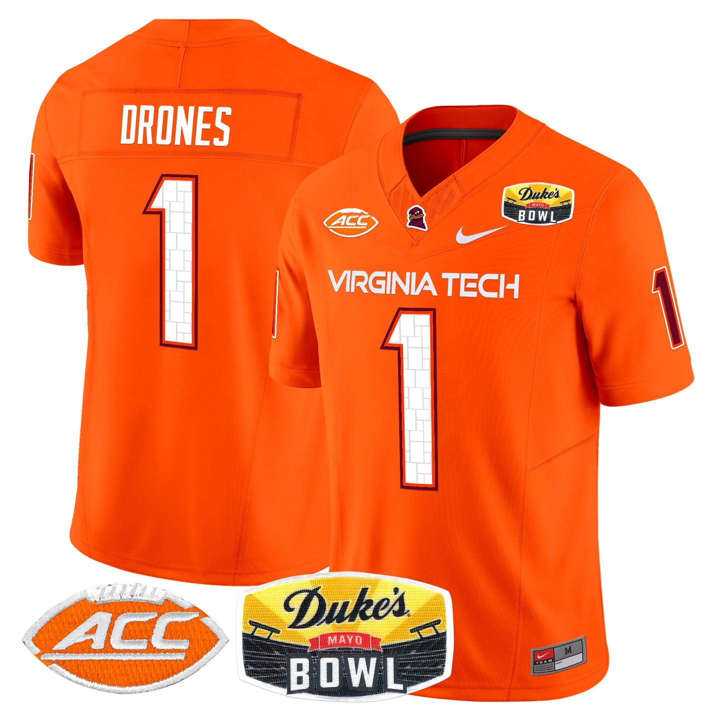 Virginia Tech Hokies 2025 Duke's Mayo Bowl Patch Vapor Limited Jersey - All Stitched