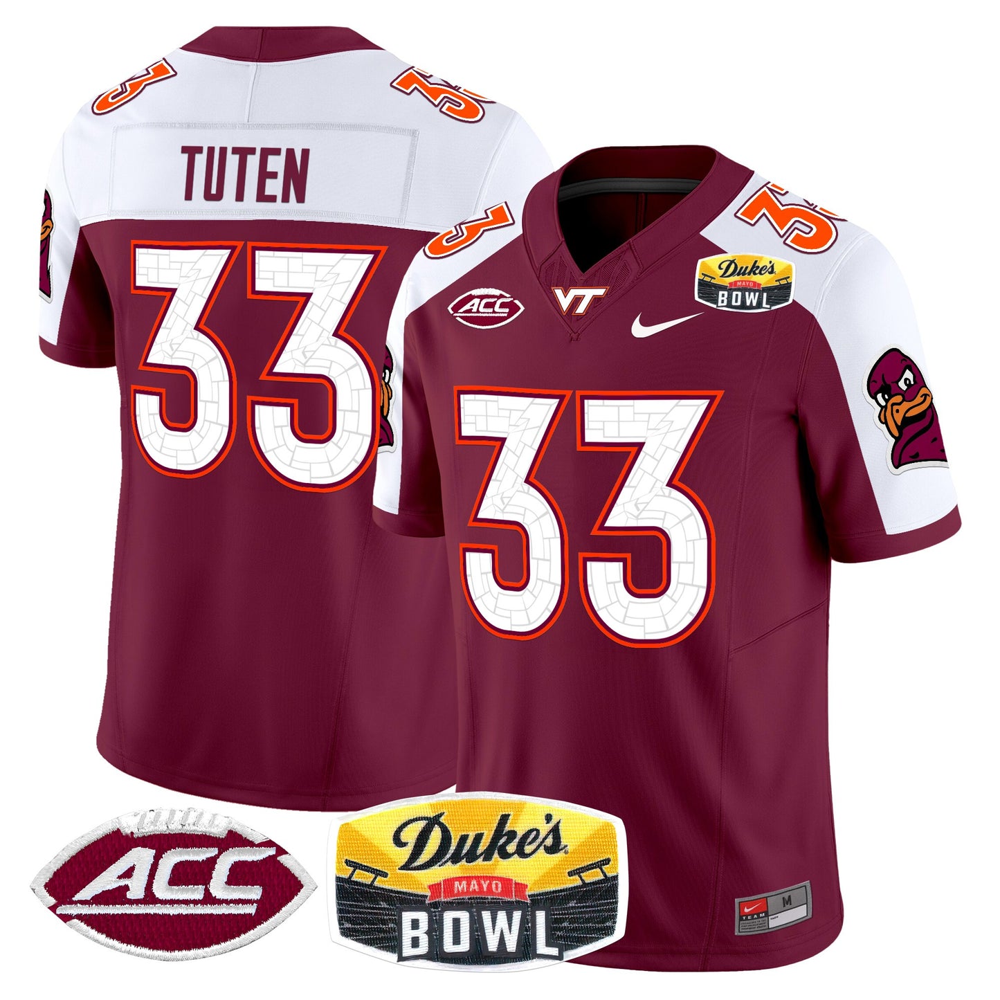 Virginia Tech Hokies 2025 Duke's Mayo Bowl Patch Vapor Limited Jersey - All Stitched